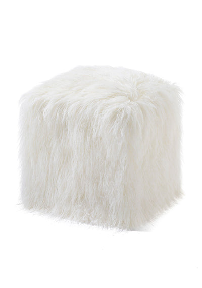 Ivory Tibetan Lamb Pouf