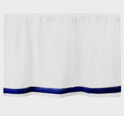 Bed Skirt Panel - White with Royal Ribbon