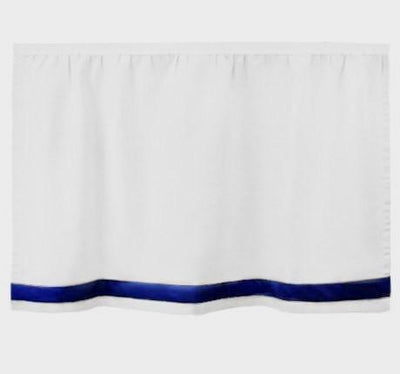 Bed Skirt Panel - White with Royal Ribbon