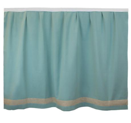 Bed Skirt Panel - Spa Blue w/ Natural Ribbon