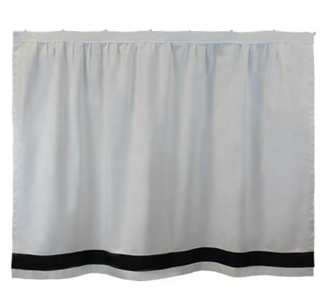 Bed Skirt Panel -White with Black Ribbon