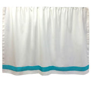 Bed Skirt Panel - White with Turquoise Ribbon