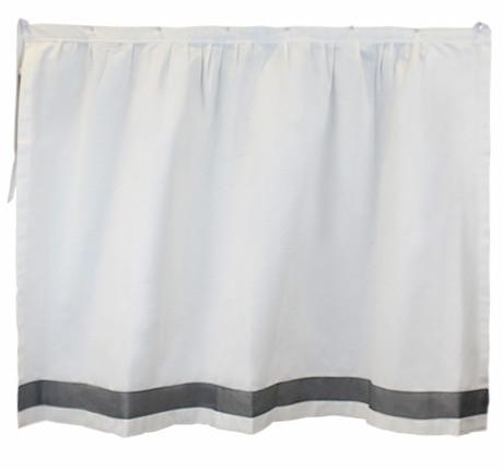 Bed Skirt Panel - White with Dark Gray Ribbon