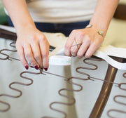 Bed Skirt Panel - White with Dark Gray Ribbon