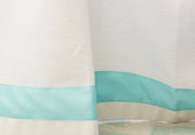 Bed Skirt Panel -  White with Spa Blue Ribbon