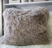 Furry Shag Pillow Gray