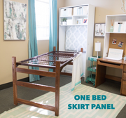 Bed Skirt Panel - White with Turquoise Ribbon