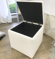 Storage Ottoman - White - Faux Leather