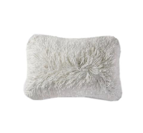 Shimmer Shag Lumbar Pillow - White