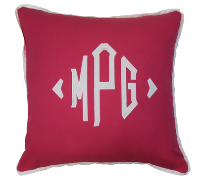 Applique Pillow - Hot Pink with White Applique - Only 1 Left!