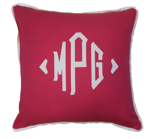 Applique Pillow - Hot Pink with White Applique - Only 1 Left!