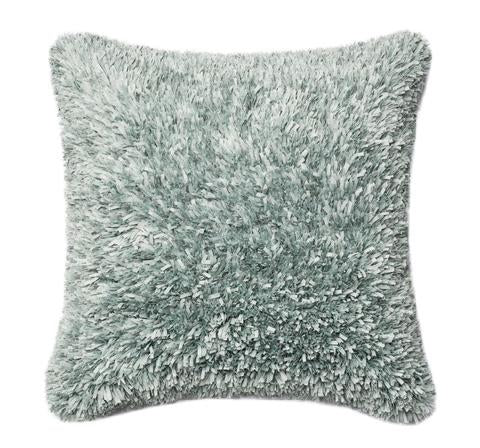 Ribbon Shag Pillow - Spa Blue