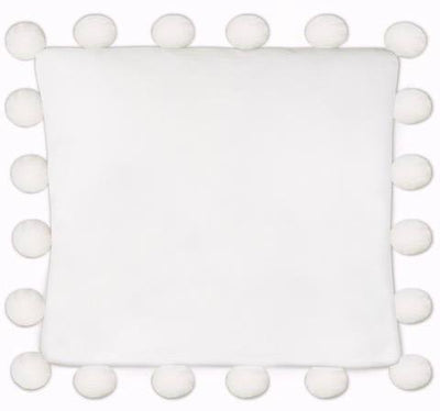 Happy Pom Pillow - White