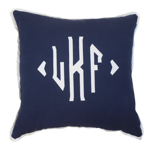 Applique Pillow - Navy with White Applique